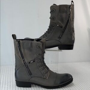 J75 BY JUMP COMBAT BOOTS THUNDER GRAY WITH ZIPPER AND LACES FTL-03-126